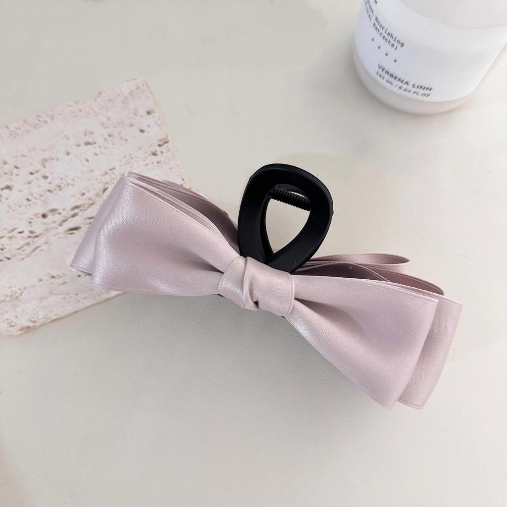 Hepburn-Style Black Double-Sided Bow Shark Hair Clip for Women