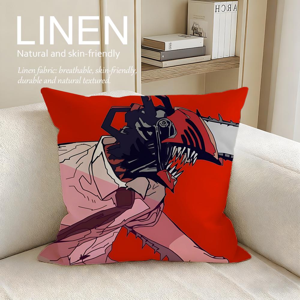 Action Chainsaw Man Cushion Cover Pillowcase Set Pcs x x Breathable Washable Sofa Cushion Cover