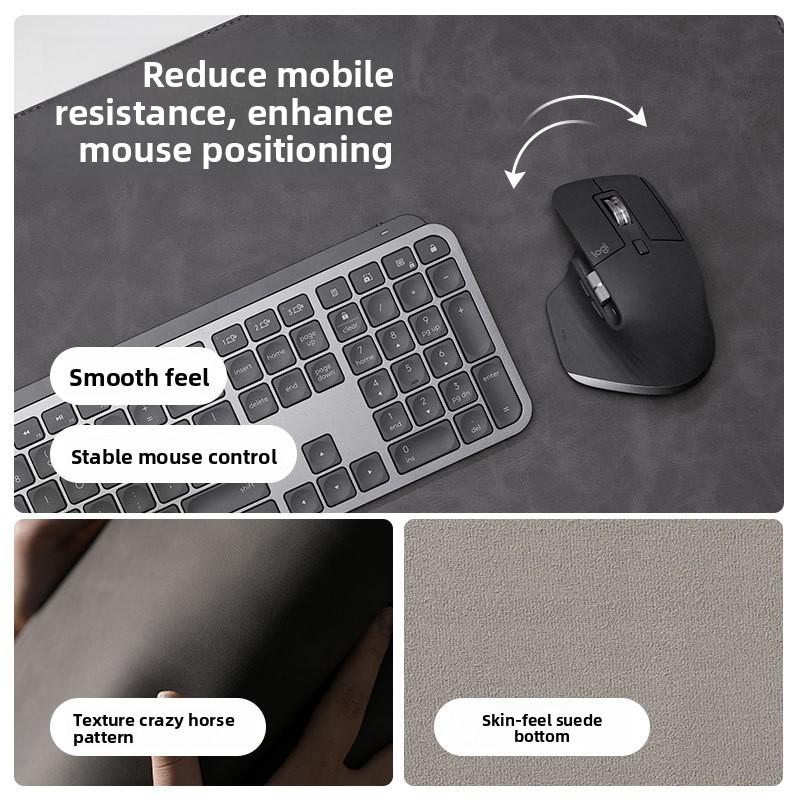 Crazy Horse Pu Leather Desk Mat Mouse Mat Customized Oversized Computer Office Desk Mat Leather Writing Desk Desk Mat