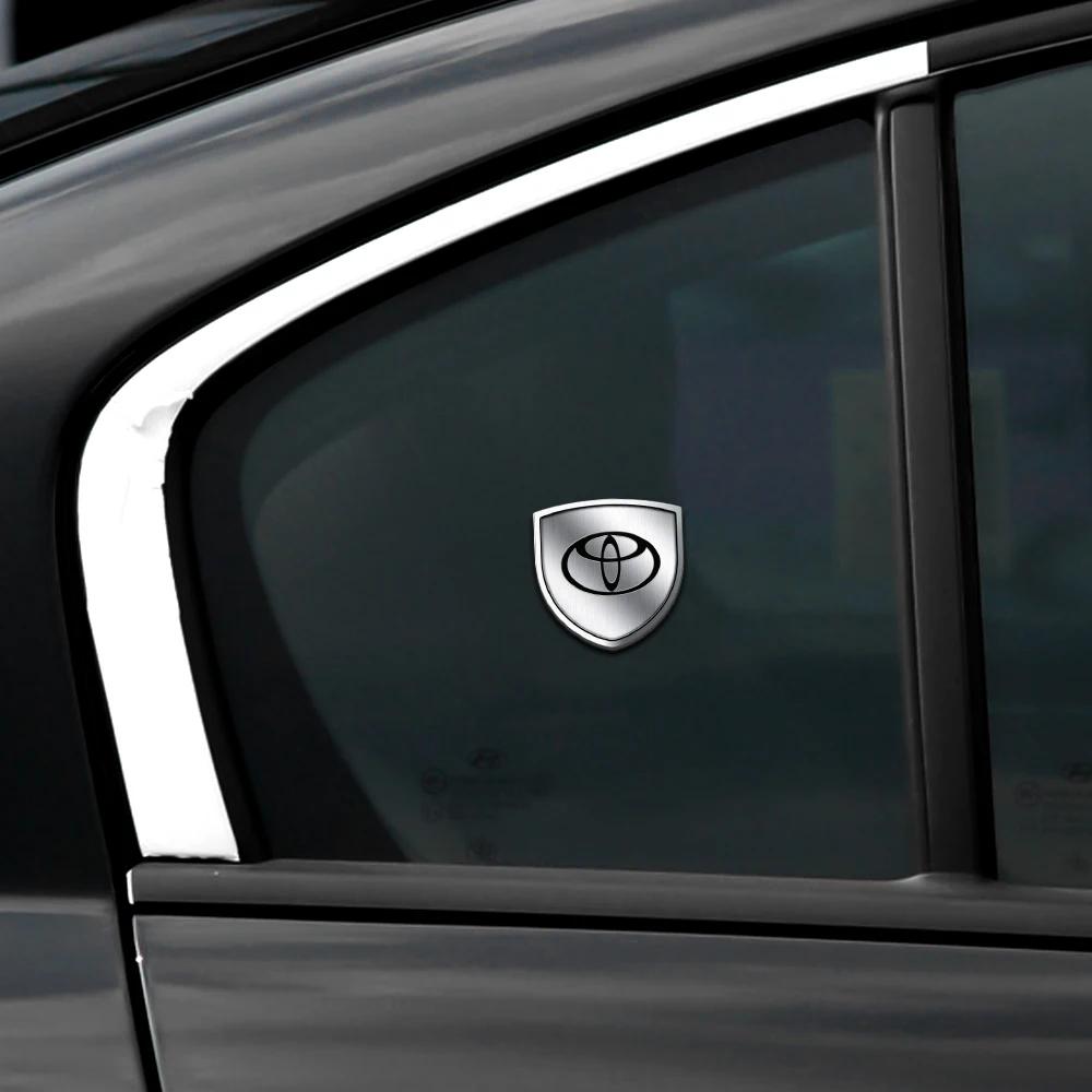 Car Styling 3D Meta Auto Door Shield Emblem Car Body Badge 3D Sticker For Toyota Corolla Yaris Chr Auris RAV4 Land Cruiser Camry