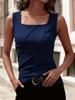 Women's Summer Sexy T-Shirt Square Neck Asymmetric Seam Sleeveless Tank Top Casual Basic Blouse