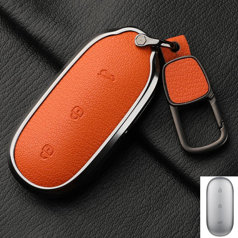 For Lixiang L9 L7 L8 L6 Key Fob Cover Leather Car Case Aluminum Buckle Alloy Keychain Accessories G4B7 Li Auto Inc