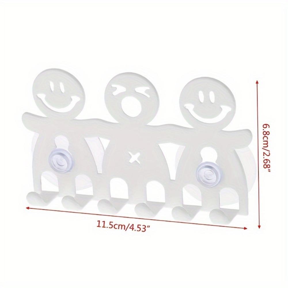 1pc Cute Cartoon Smile Face Toothbrush Holder, Wall-Mounted Suction Cup Bathroom Organizer, Non-Scented Plastic Bathroom Accessory