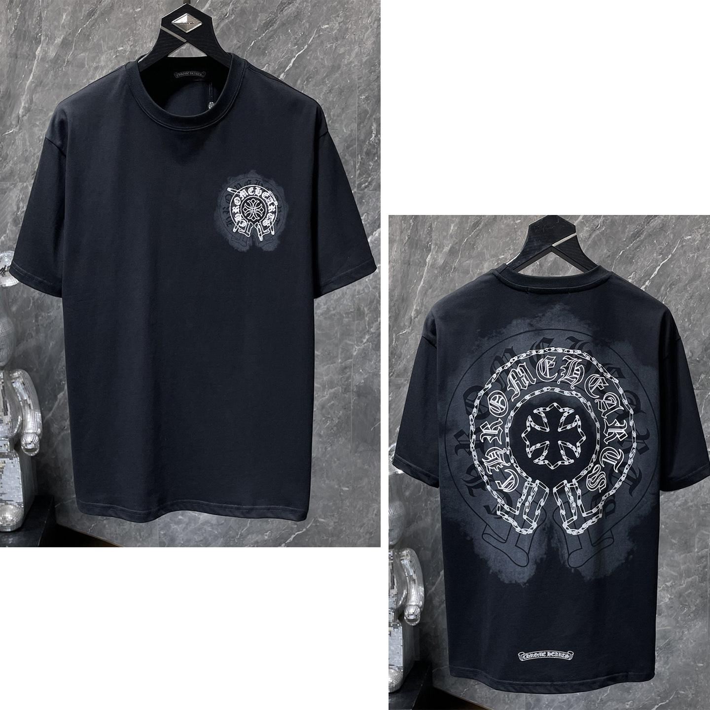 

8969 CHROME HEARTS 2025 Літо Нова Високоякісна Бавовняна Футболка з Круглим Вирізом Вільного Великого Розміру Чоловіча та Жіноча Футболка для Пари M чорний