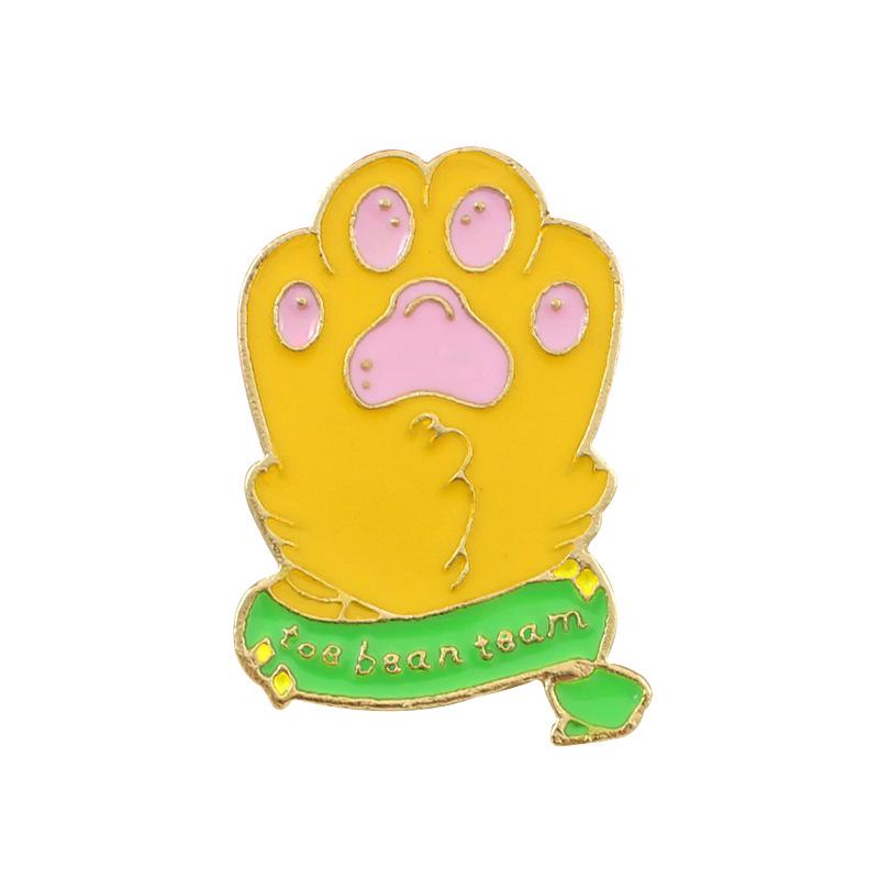 TOE BEAN TEAM Tri-Color Cat and Dog Paw Enamel Brooch - Creative European American Fashion Jewelry