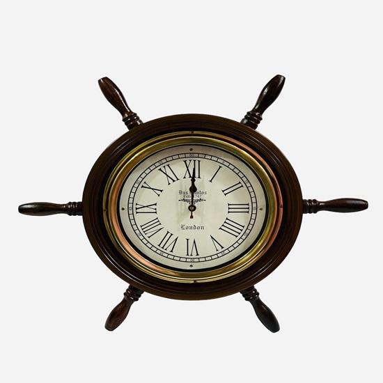 45.72cm Nautical Wooden Clock Ship Wheel Wall Clock Marine Wooden Clock Home Office Clock