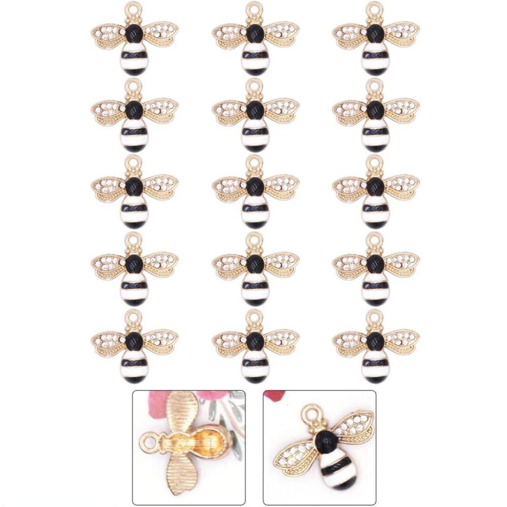 40Pcs 21x18mm Honeybee Charms  Pendants Necklace Rhinestone  Jewelry Making