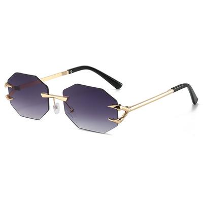 Street Decoration Clear Rimless Rectangle Sunglasses Shades Eyewear Uv400 Ocean Lens Sun Glasses Travel Party Sunglasses