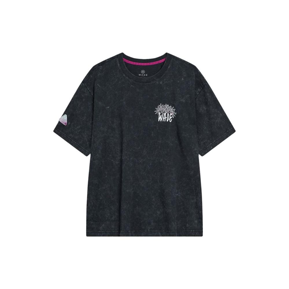 Li Ning Wade Kuixing Dandou Series All Over Print Round Neck Loose Short Sleeve T-Shirt Unisex Tops Black AHST941-4