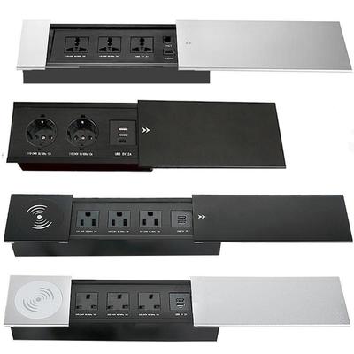 Enchufe de Escritorio para Conferencias Tipo Embebido Mejorado Tipo Oculto Multifuncional 3 Agujeros 5 Agujeros Enchufe Deslizante Lateral de Mesa Isla