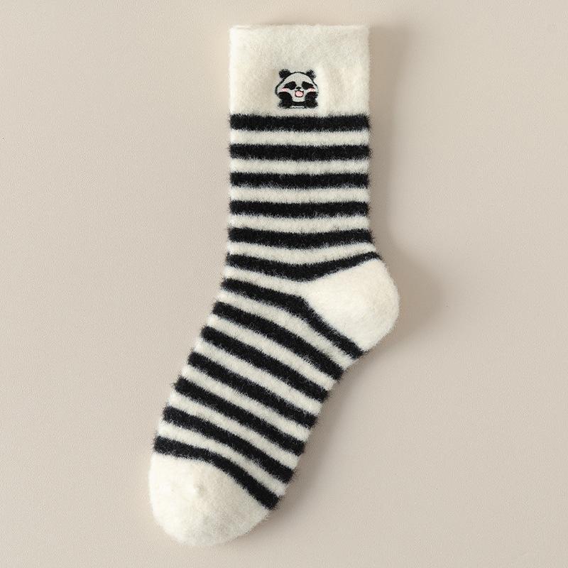 Ponožky Dámské středně vysoké ponožky Podzimní a zimní fleecové Extra silé podlahové ponožky Spací ponožky Pruhované Oboustranný fleece
