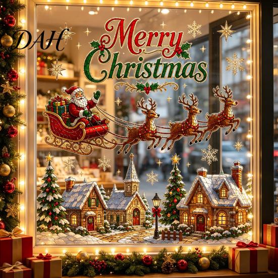Reusable Holiday Window Clings Christmas Stickers, Winter Decorations, Festive Art with Xmas Tree Wonderland Decor Snowman Angel Patterns for
