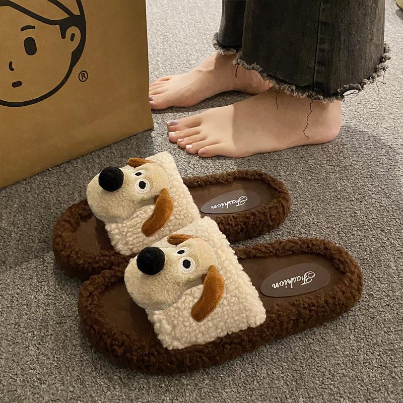 

Милые пушистые тапочки для женщин, новые осенне-зимние удобные домашние нескользящие универсальные хлопковые тапочки 37-38