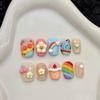 10 Pcs 3D Pattern Handmade Press On Nails Candy Full Cover Fake Nails Reusable Stick On Manicure Tips