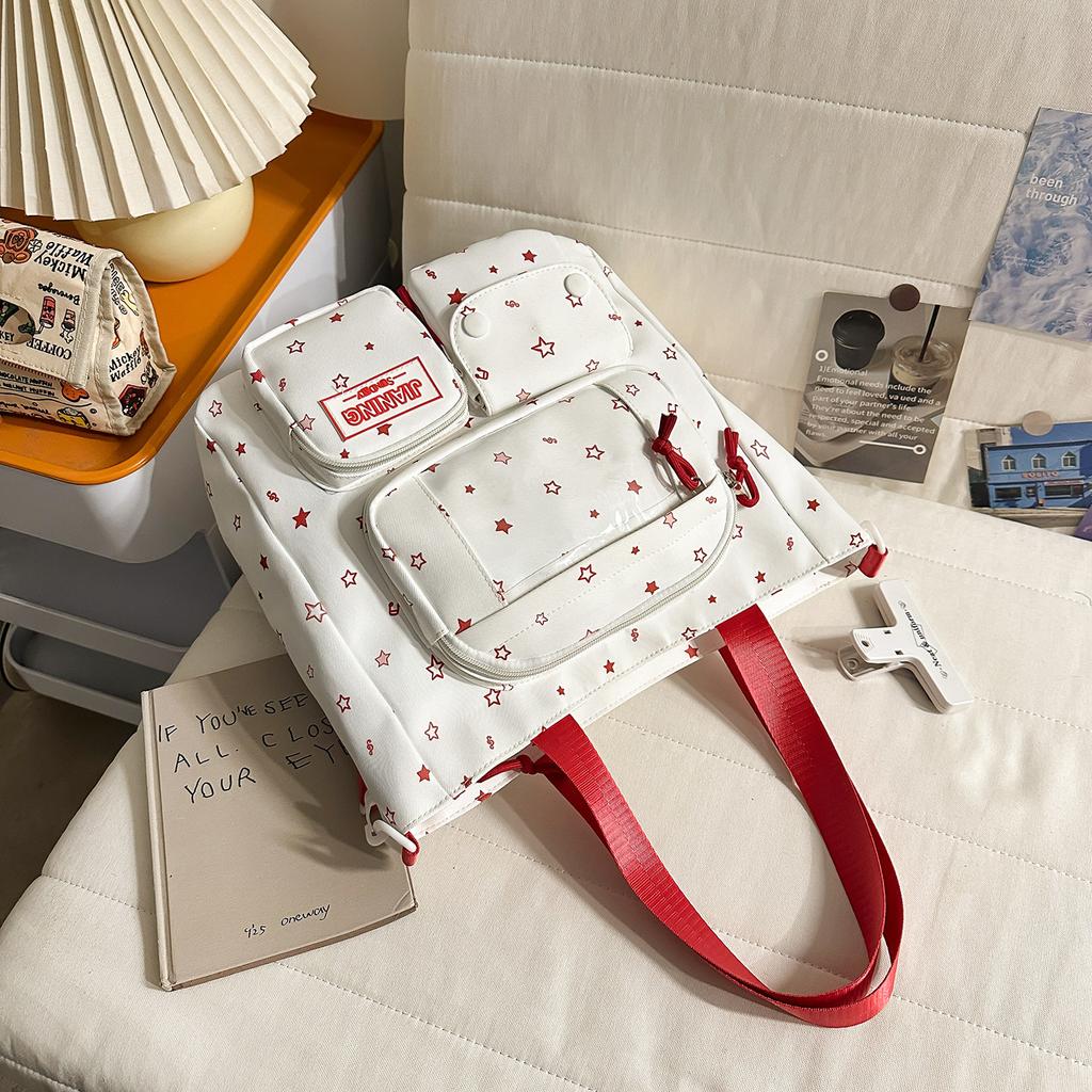 Schoolbag, Korean-style INS star print backpack, high-aesthetic sweet-style two-piece backpack for grades 1-1 for primary and secondary school