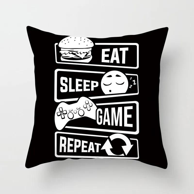 Gray White Black Letter Home Decoration Pillowcase Square  Party Sofa  Office  Cushion Cover