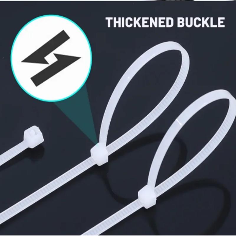 100Pcs Nylon Cable Ties Self-locking Cord Ties Straps Adjustable Cables Fastening Loop Home Office Wire Zip Ties
