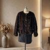 Direct supply of Xiaoxiangfeng flower fox imitation fur short loose plush pocket round neck fur integrated coat