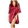 Ladies Satin Nightgown Bathrobe Solid Color Lightweight Sexy Cardigan Pajamas
