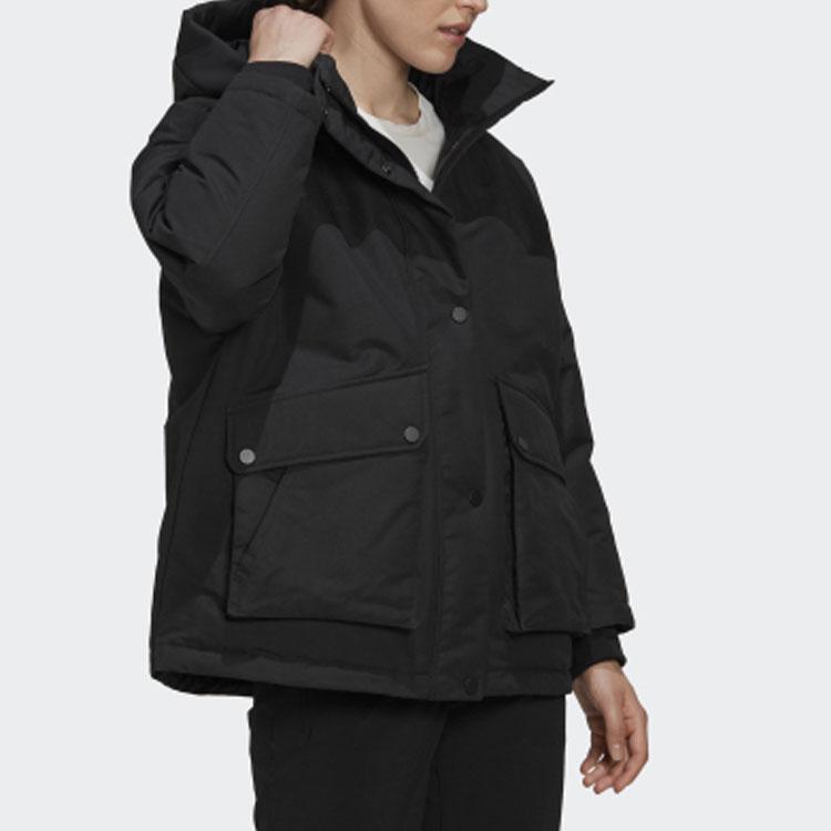 adidas Outdoor Sports Warm Hooded Down Jacket Women Jackets Black GE9990