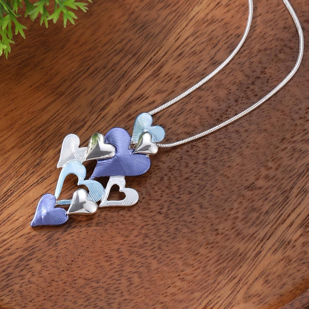 

1PC Handmade Enamel Color Multiple Love Splicing Pendant Women s Necklace, Summer Versatile Elegant Fashion Temperament Jewelry синий