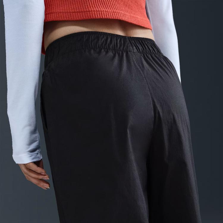 Nike Abbigliamento Sportivo SS25 Popeline Fresco Vita Alta Gamba Dritta Larga Pantaloni Casual Donna pantaloni HV2410-010