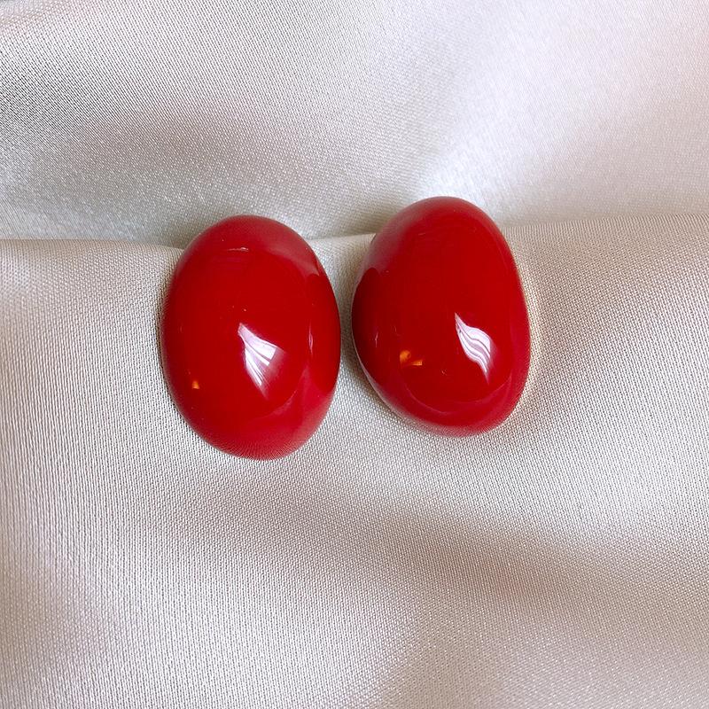 Ankola Red Spray Paint Love Ear Buckle Earrings Hong Kong Style Sweet Versatile Commuter Earrings Light Luxury High-end Earrings Women