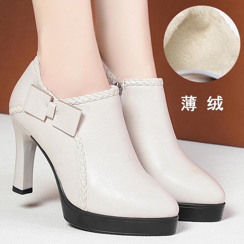 Módní dámské lodičky Luxusní černé vysoké podpatky Módní kulatá špička Silný podpatek Dámské boty Kancelářská dáma Pracovní podpatky