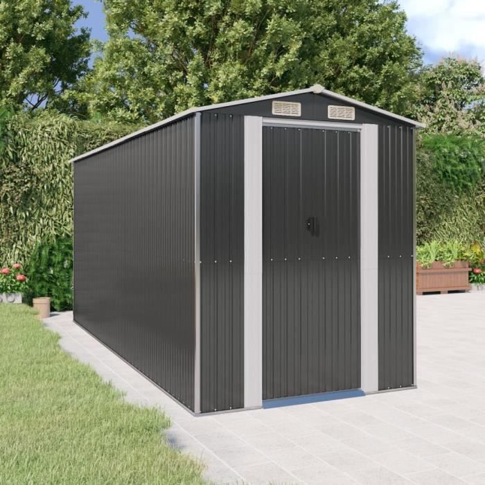 3147452 vidaXL Abri de jardin Anthracite 192x440x223 cm Acier galvanisé