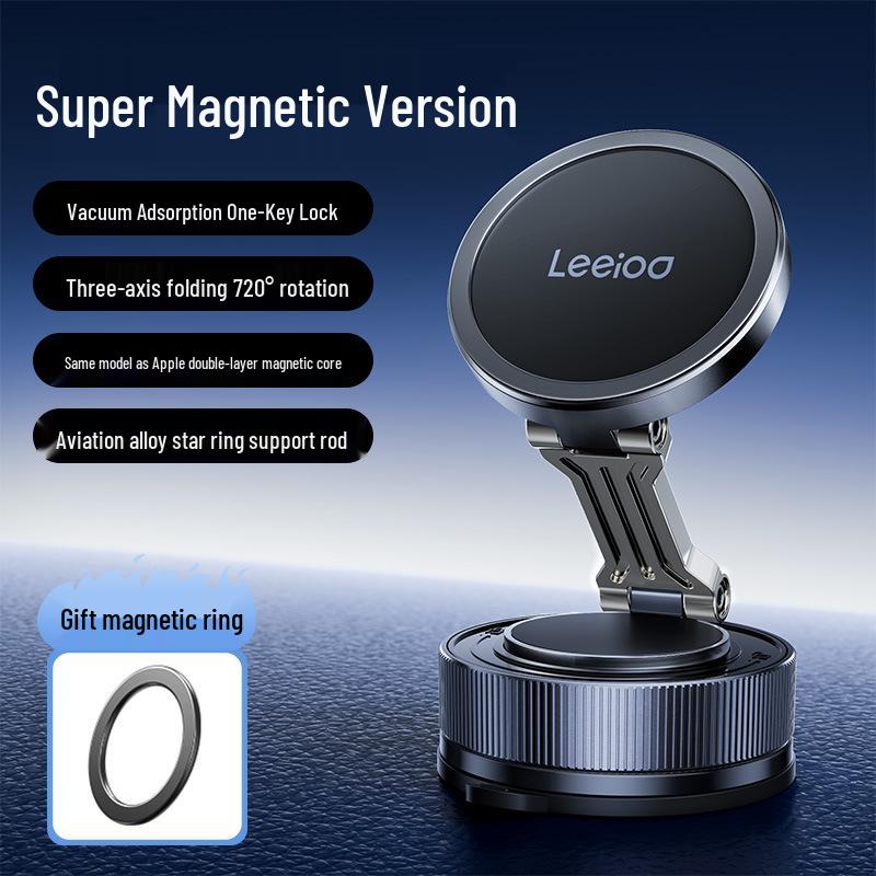 Magnetic Car Phone Holder with Suction Cup and Dashboard Mounting