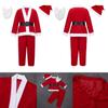 Kids Boys Santa Costume Outfit Long Sleeves Tops With Hat Beard Trousers Belt Set For Xmas Cosplay Party Dress Up
