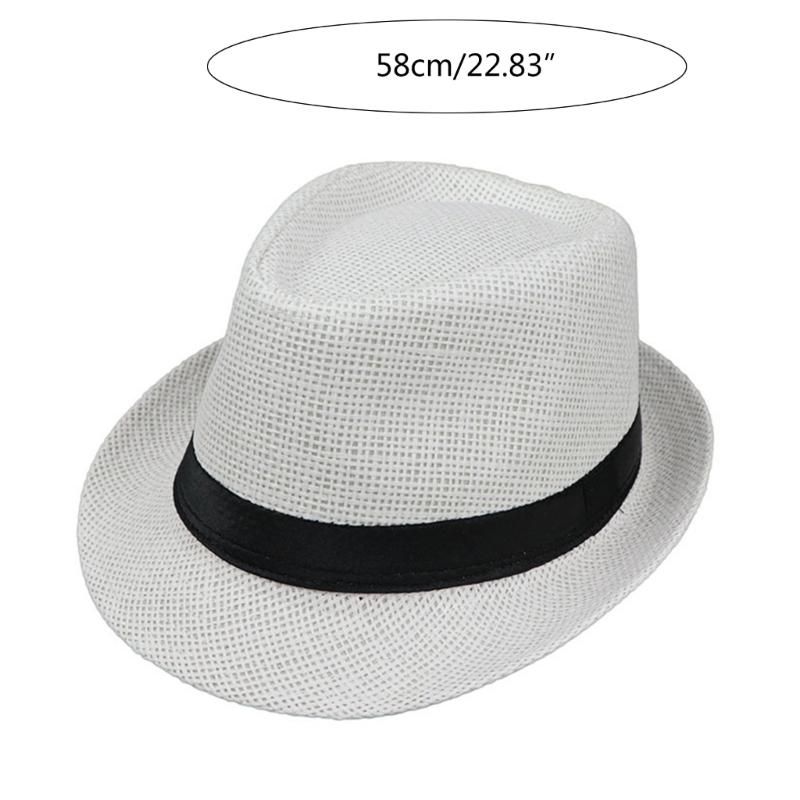 British Trilby Hat for Adult Outdoor Camping Fishing Straw Weaving Fedoras Hat