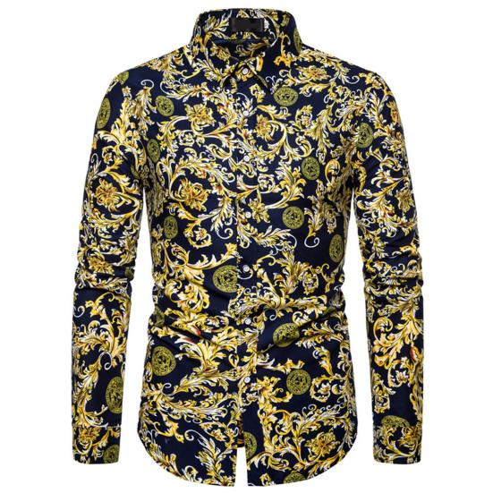 Men Shirt Colorful Print Eye-catching Soft Spring Shirt for Parties