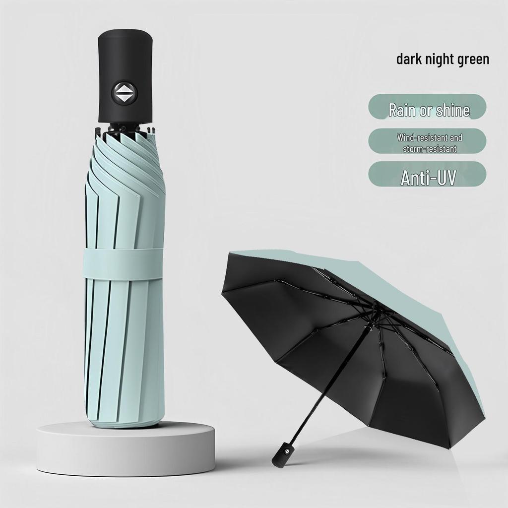 24-Rib Automatic Storm-Resistant Folding Umbrella for Sun and Rain