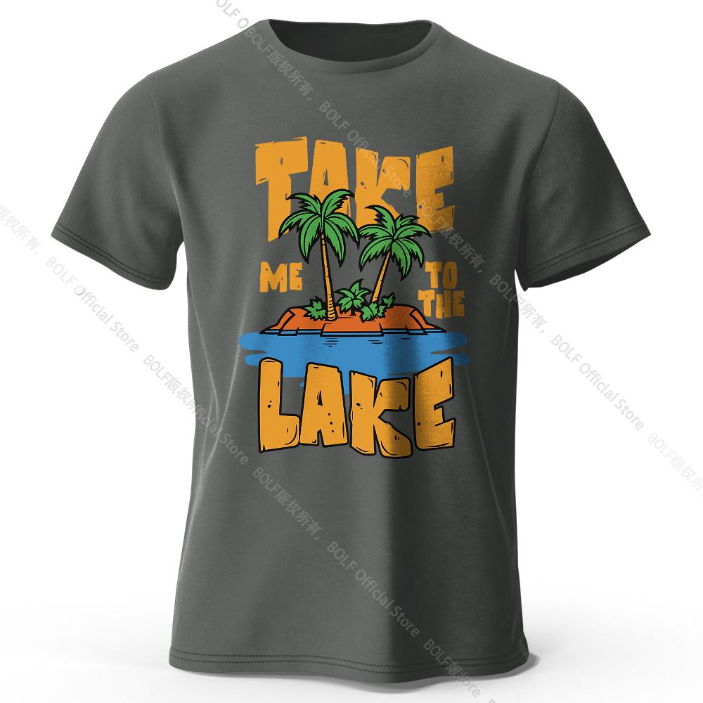 Take Me To The Lake Printed T-Shirt 100% Cotton Oversized Nature Graphic Tees for Men Women Summer Tops Lakeside Streetwear