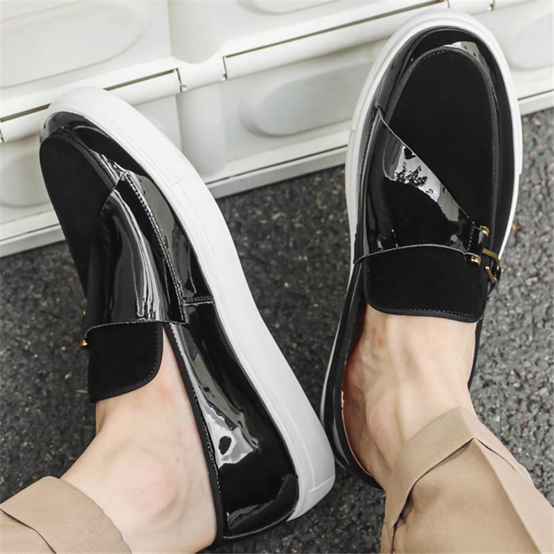 Gentleman Monk Strap Loafers Fashion Men's Suede Patent Leather Platform Shoes Male Walking Sneakers Footwears Zapatos Hombre