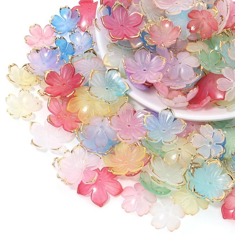 Acrylic Flower Base Featuring Gold Trim for Hair Accessories and Beading Creations In Various Styles