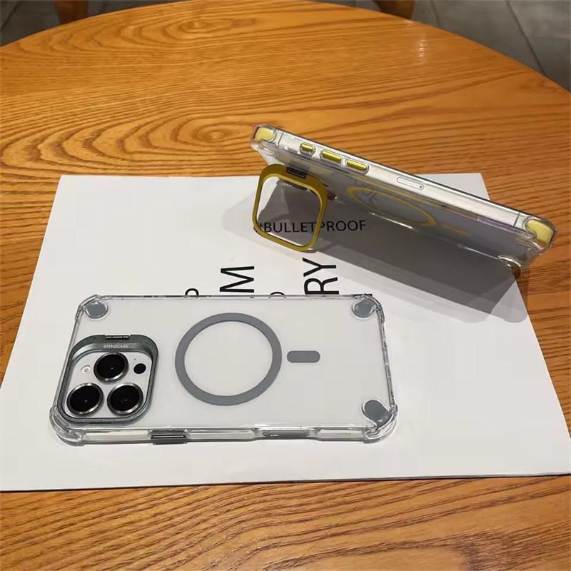 Huse de Telefon Magnetice de Lux Rezistente la Șocuri Pentru iPhone17 16 15 14 13 12 Pro Max Plus 11 Pentru Magsafe Cu Protecție Obiectiv din Sticlă Husă cu Suport