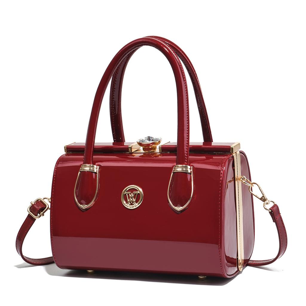 2026 New Glossy Patent Leather Handbag With A Light Luxury Temperament And A Gold Handbag With A Hand-held Mouth