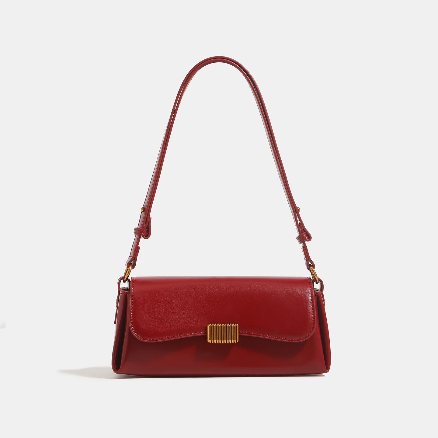 

Fashi PU Leather Shoulder Underarm Bags for Women Solid Color Armpit Flip Handbag Female Small Square Bag Daily Shopper Bags 27x8x11cm красный