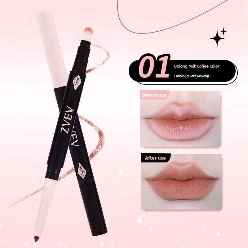 [the Lip Drawing Magic Tool] Double-Ended Lip Liner and Lip Brush Two-In-One To Outline the Lip Shape and Modify Lip Color, Waterproof and Non-Fading