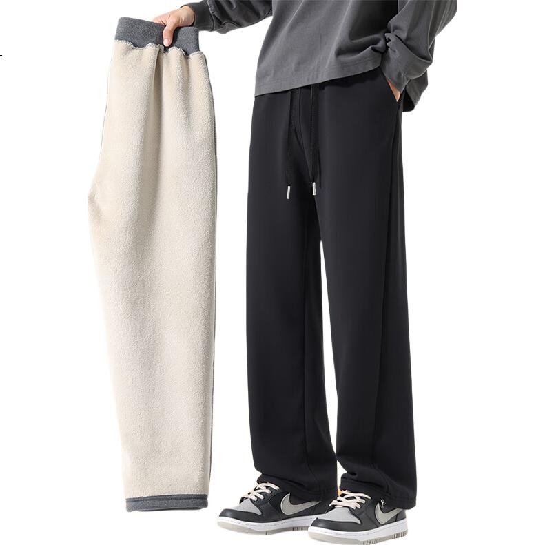 MiiOW Men's Winter Fleece Thickened 2025 New Straight Casual Sweatpants Loose Draped Sports Trousers