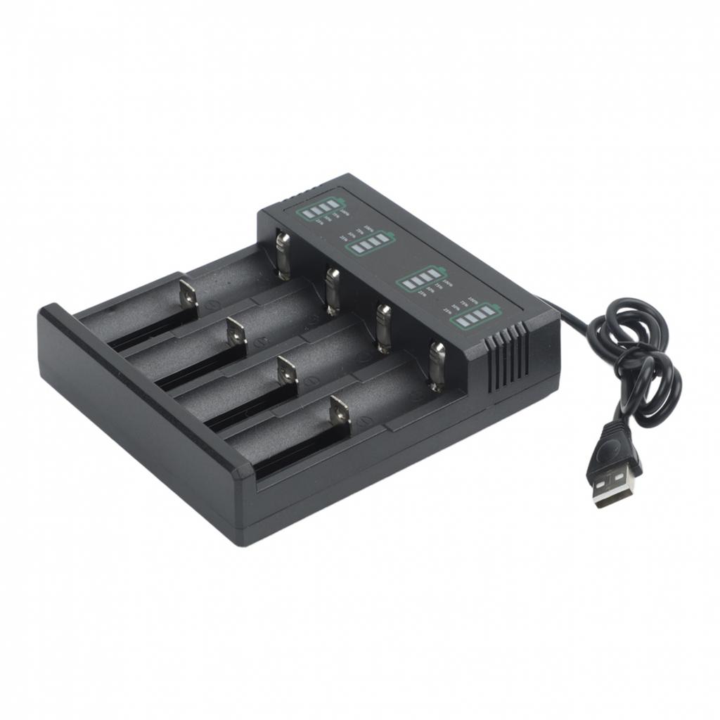 Smart USB Charger for 21700 14500 18500 26650 Lithium Batteries with 124 Slots