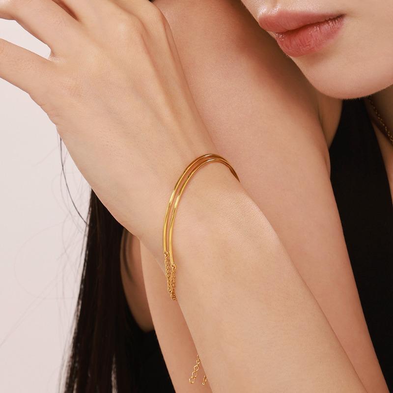 Mili ultra-fine coil bracelet - niche fashion bangle, stainless steel pvd gold plated jewelry