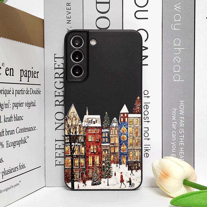 Christmas Building Winter Snow Scenery Phone Case for Samsung Galaxy A56 A42 A14 A55 A16 A54 A36 A53 A52 A51 A50 A15 Soft Cover