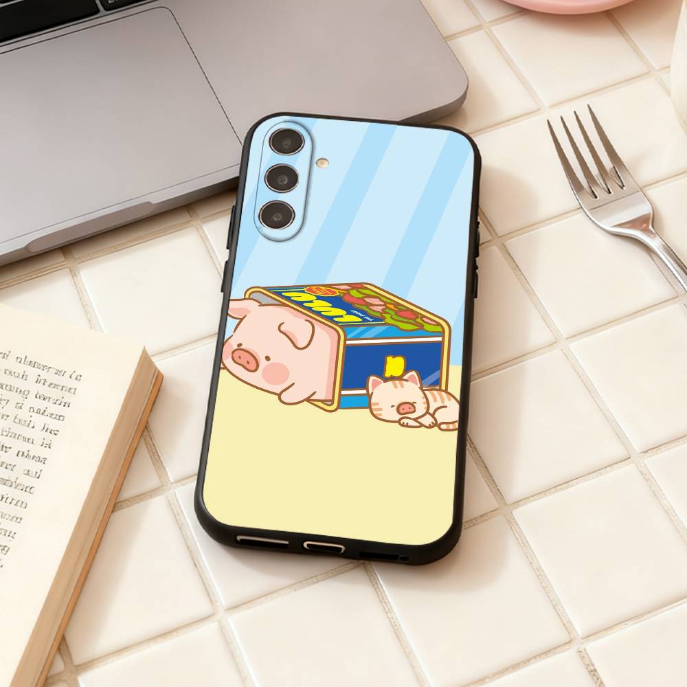 LuLu the piggy phone Case For Samsung Galaxy A73,A72,A71,A70,A53,A52,A51,Others Soft Black Shell