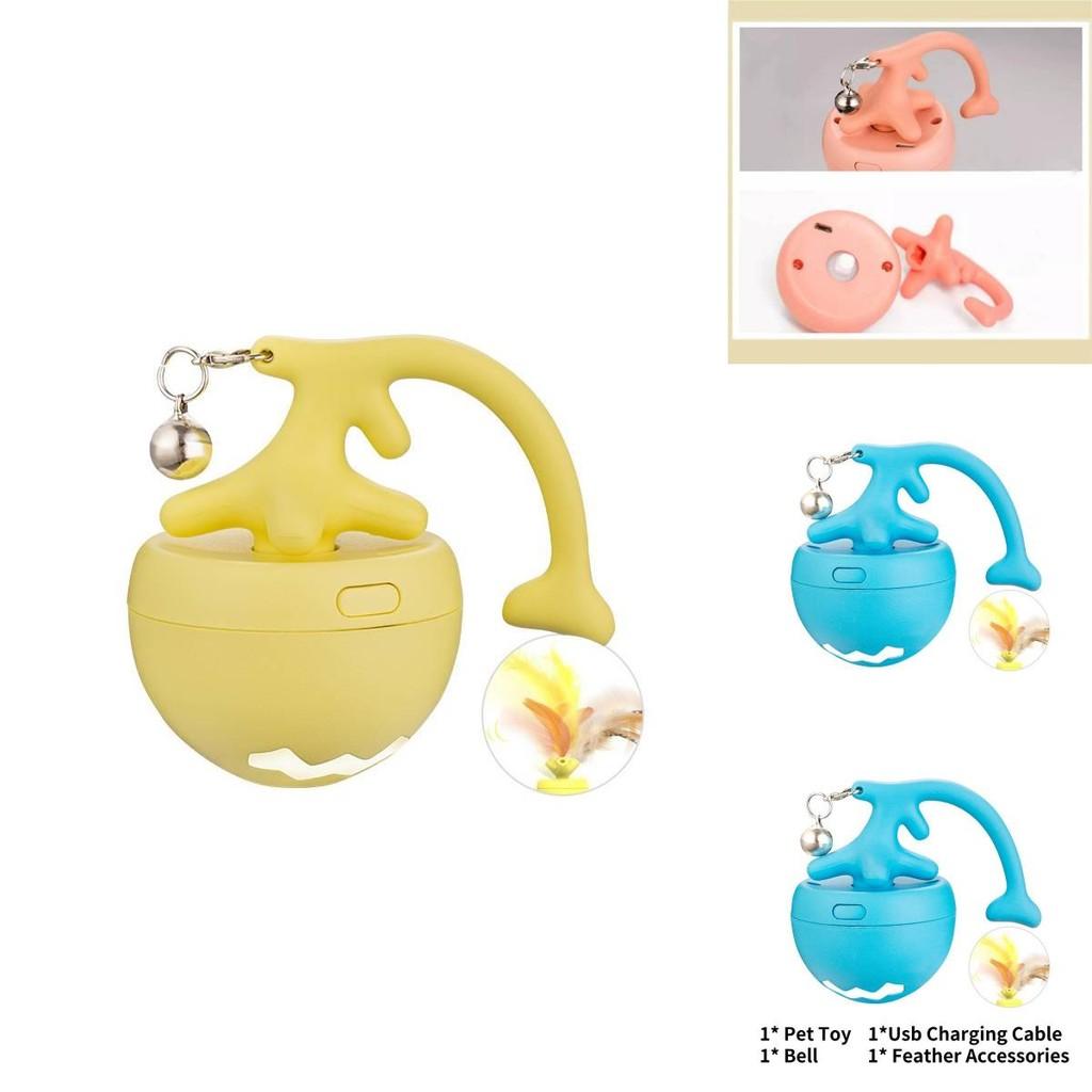 Innovative Electric Cat Teaser Ball With Colorful Glow And Replaceable Feather Toys