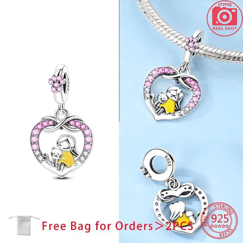 Elegant Charms Copper Heart Cat Pet Dog Beads Pendant Fit Bracelet Necklace Accessories Bead Jewelry Making Jewelry Gift