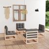 Day and Night - Day and Night Garden Furniture 4 Pieces with Cushions Made of Solid Pine Wood