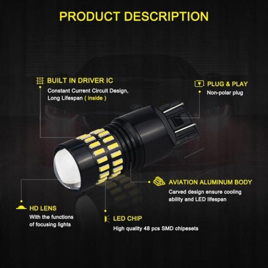 For Ram 1500 2500 3500 W/Projector 2014- 7440/7443 LED Reverse Back Up Light